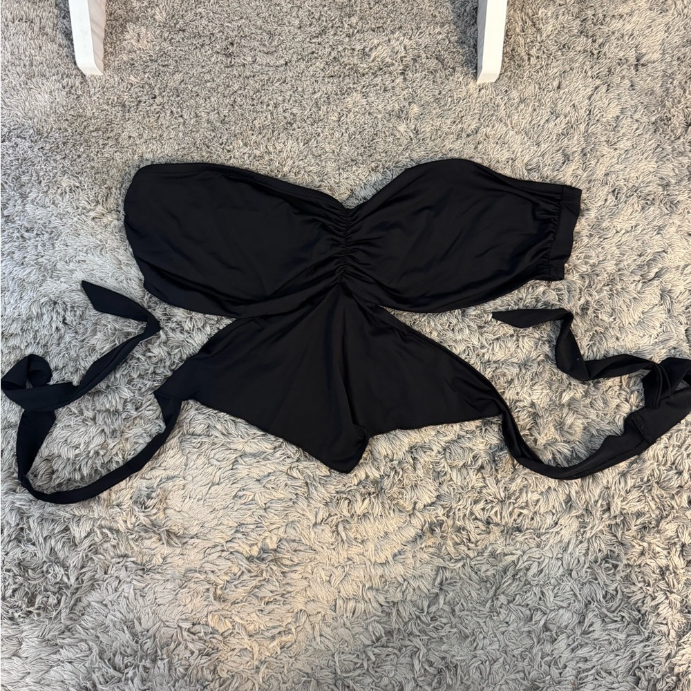 Princess Polly Black Strapless Tie-Back Crop Top